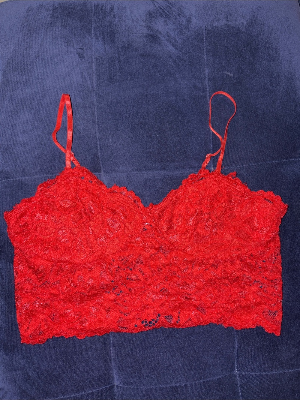 Red Lace Sheer Bralette Top